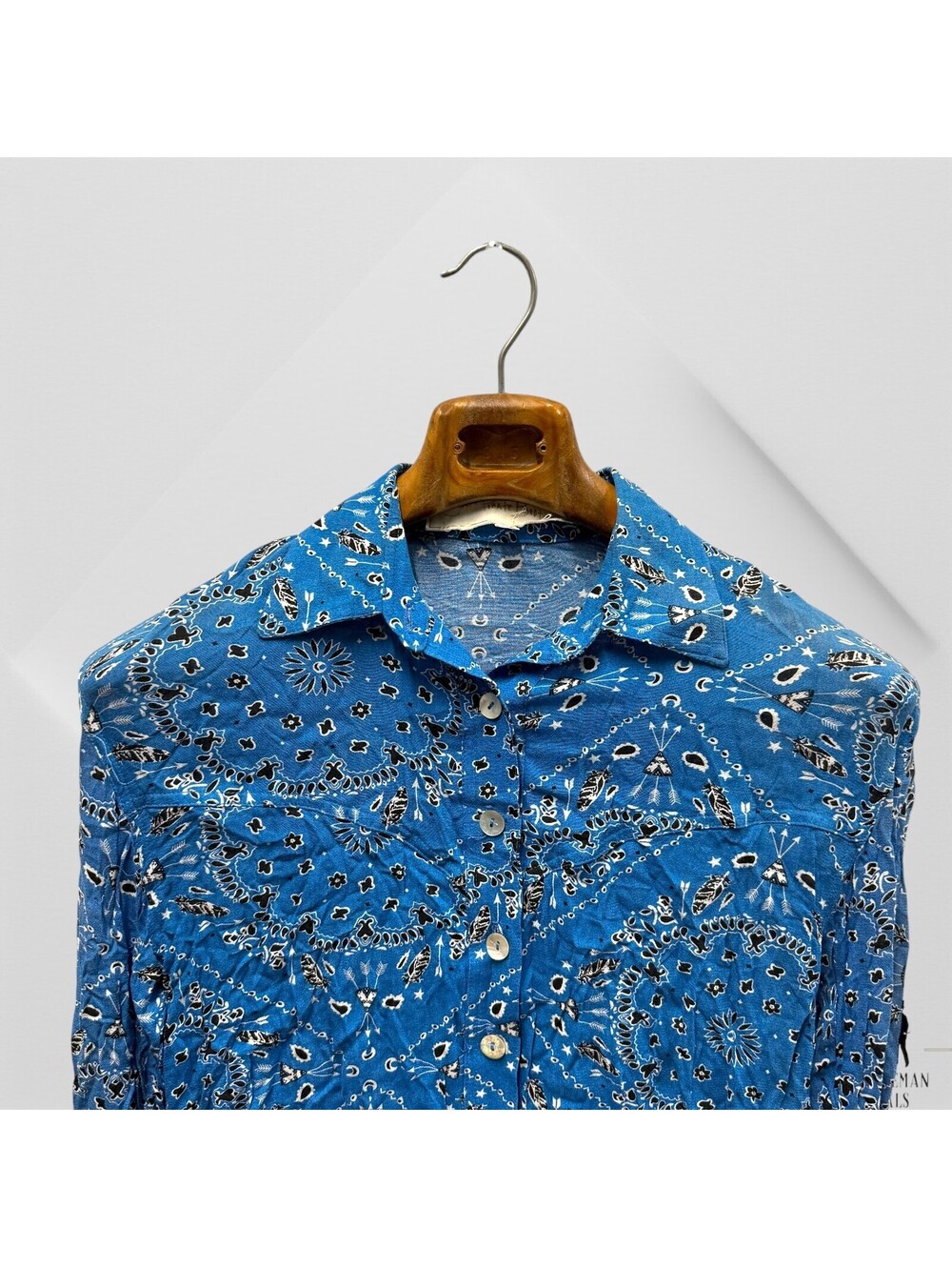 Jen’s Pirate Booty Jolene Blouse Button Down Shirt Long Sleeves 100% Rayon XS